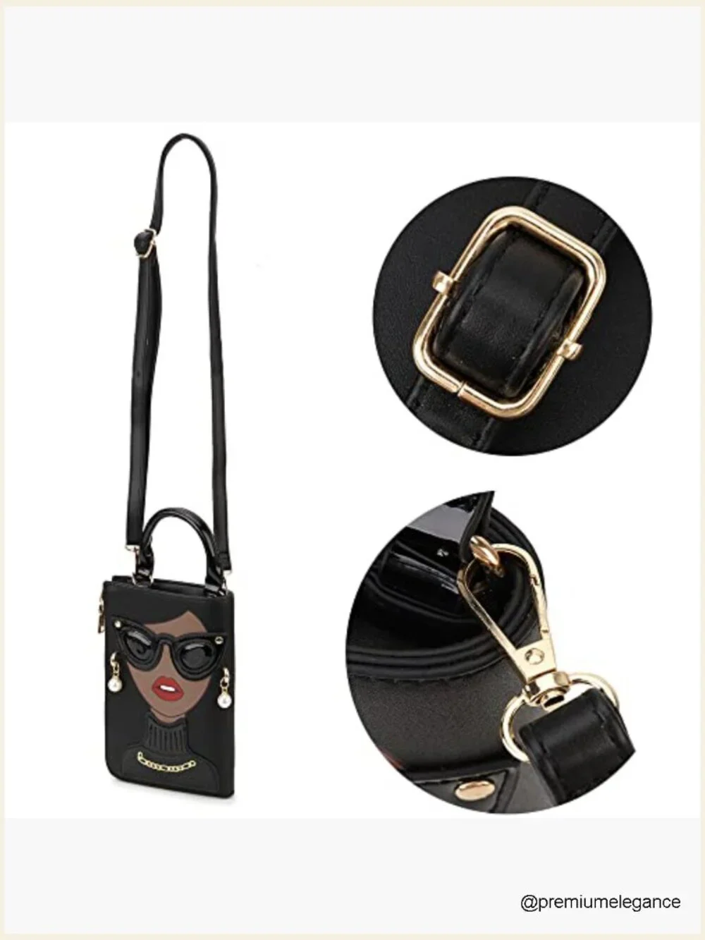 Novelty Lady Face Satchel Handbag PU Leather Top Handle Crossbody Clutch